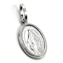 Cargar imagen en el visor de la galería, 18k white gold miraculous medal Virgin Mary Madonna, 1.5 cm, 0.6 inches.