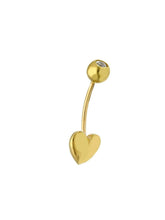 Load image into Gallery viewer, 18K YELLOW GOLD PIERCING BARBELL CURVE BANANA BELLY BODY WITH 6mm HEART ZIRCONIA.