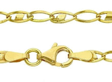 Cargar imagen en el visor de la galería, 18K YELLOW GOLD ALTERNATE 3mm MARINER AND OVAL ONDULATE FLAT CHAIN, 20 INCHES.