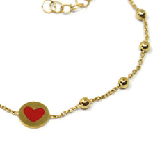 Cargar imagen en el visor de la galería, 18k yellow gold bracelet for kids with glazed heart love made in Italy 5.91 in.