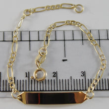 Charger l'image dans la galerie, 18k yellow gold kids bracelet 5.90 engraving plate, groumette link made in Italy.