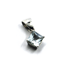 Load image into Gallery viewer, solid 18k white gold princess cut 1 carat 6.5mm natural aquamarine pendant.