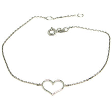 Load image into Gallery viewer, 18k white gold square rolo mini bracelet, 7.1 inches, openwork heart, Italy made.