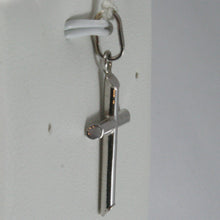 Load image into Gallery viewer, 18k white gold cross, tube, shiny 1.26, rounded, made in Italy.
