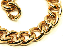 Cargar imagen en el visor de la galería, 18k yellow gold bracelet big ondulate rounded gourmette cuban curb links 9.5 mm.