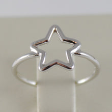 Load image into Gallery viewer, SOLID 18K WHITE GOLD BAND STAR RING LUMINOUS SMOOTH, STARS, MADE IN ITALY.