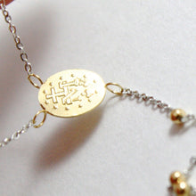 Load image into Gallery viewer, 18K YELLOW WHITE GOLD MINI ROSARY NECKLACE MIRACULOUS MARY MEDAL JESUS CROSS.