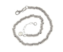 Load image into Gallery viewer, 18k white gold bracelet, 19cm 7.5", discs circles 4mm 0.16" row, made in Italy.