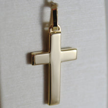Cargar imagen en el visor de la galería, 18K YELLOW GOLD CROSS SQUARED TWO FACES CIRCLES ENGRAVABLE 1.14, MADE IN ITALY.