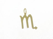 Load image into Gallery viewer, 18k yellow gold zodiac sign pendant, zodiacal flat charm, scorpio, made in Italy.