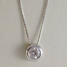 Load image into Gallery viewer, 18k white gold necklace with diamond 0.45 carats, venetian chain made in Italy.