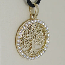 Load image into Gallery viewer, 18K YELLOW GOLD TREE OF LIFE PENDANT, 0.75 INCHES, ZIRCONIA, MADE IN ITALY.