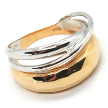 Load image into Gallery viewer, 18k rose white gold band ring, half hammered and half multi wires, bicolor.