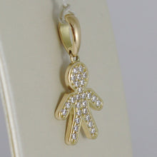 Load image into Gallery viewer, 18k yellow gold boy charm pendant smooth luminous bright zirconia.
