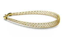 Load image into Gallery viewer, 18k gold multi-strand braided fabric effect bracelet rounded 4-7 mm wide, 7.3&quot;.
