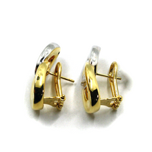 Load image into Gallery viewer, 18K YELLOW WHITE GOLD CLIPS PENDANT 26mm EARRINGS ALTERNATE ROUNDED DOUBLE OVAL.