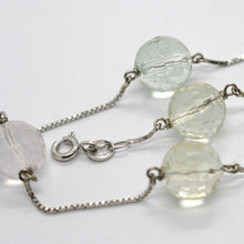 Charger l'image dans la galerie, 18k white gold necklace venetian chain faceted citrine amethyst prasiolite lemon.