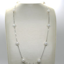 Charger l'image dans la galerie, 18k white gold necklace, venetian chain alternate with Akoya white pearls 7.5 mm.