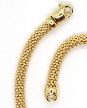 Cargar imagen en el visor de la galería, 18k yellow gold basket rounded big 5mm tubular basket popcorn chain necklace 18".