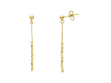 Load image into Gallery viewer, 18K YELLOW GOLD PENDANT EARRINGS, SMALL 1.5mm SPHERES FACETED BALLS, LENGTH 40mm.