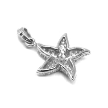 Load image into Gallery viewer, SOLID 18K WHITE GOLD PENDANT STARFISH STAR WITH CUBIC ZIRCONIA 16mm 0.63 inches.