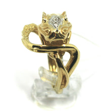 Load image into Gallery viewer, SOLID 18K YELLOW WHITE GOLD SNAKE BAND RING, FINELY WORKED WITH DIAMONDS.