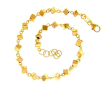 Load image into Gallery viewer, 18K YELLOW GOLD BRACELET, 19cm 7.5", CUBES 5mm 0.2" ROW, MADE IN ITALY.