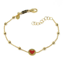 Cargar imagen en el visor de la galería, 18k yellow gold bracelet for kids with glazed heart love made in Italy 5.91 in.
