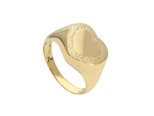 Load image into Gallery viewer, 18K YELLOW GOLD BAND SMOOTH CHEVALIER RING, CENTRAL 13mm HEART, MADE IN ITALY.