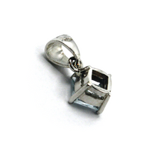 Load image into Gallery viewer, solid 18k white gold princess cut 1 carat 6.5mm natural aquamarine pendant.