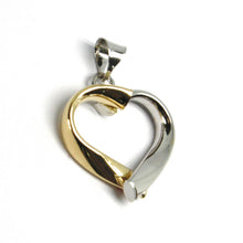 Load image into Gallery viewer, 18K YELLOW WHITE GOLD PENDANT ROUNDED HEART, DIAMETER 17mm, 0.67 inches, HUG.