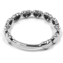 Load image into Gallery viewer, SOLID 18K WHITE GOLD BAND RING, ROW OF ROUNDED HEARTS, HEART, MADE IN ITALY.