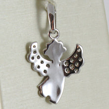 Load image into Gallery viewer, SOLID 18K WHITE GOLD PENDANT STYLIZED GUARDIAN ANGEL, ZIRCONIA, MADE IN ITALY.