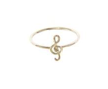Cargar imagen en el visor de la galería, 18k white gold smooth ring, treble clef, violin key, 10mm 0.4", made in Italy.