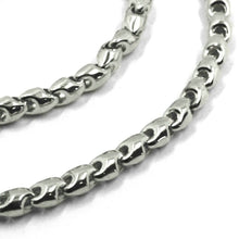 Load image into Gallery viewer, 18k white gold chain 4mm tube rounded drop link 60cm 24", made in Italy.