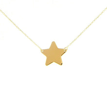 Load image into Gallery viewer, 18K YELLOW GOLD NECKLACE FLAT 13mm CENTRAL FLAT STAR, ROLO OVAL 1mm CHAIN.
