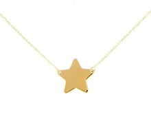 Load image into Gallery viewer, 18K YELLOW GOLD NECKLACE FLAT 13mm CENTRAL FLAT STAR, ROLO OVAL 1mm CHAIN.