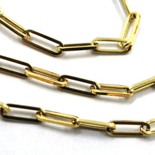 Cargar imagen en el visor de la galería, 18k yellow gold chain necklace squared oval paper clip 3x10mm links, 18" 45cm.
