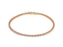 Load image into Gallery viewer, 18K ROSE GOLD TENNIS BRACELET WHITE 2mm CUBIC ZIRCONIA ROUND CUT, 18cm, 7.1".