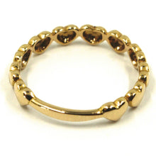Load image into Gallery viewer, SOLID 18K YELLOW GOLD BAND RING, ROW OF ROUNDED HEARTS, HEART, MADE IN ITALY.
