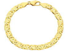 Load image into Gallery viewer, SOLID 18K YELLOW GOLD BRACELET FLAT BIG 6mm TIGER EYE INFINITE LINK, 21 CM, 8.3".