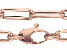 Charger l'image dans la galerie, 18K ROSE GOLD CHAIN ROUNDED TUBE OVAL PAPER CLIP 3x9mm LINK, 18" 45cm ITALY MADE.