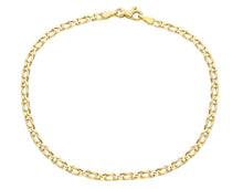Charger l'image dans la galerie, 18K YELLOW GOLD BRACELET SMALL 2.2mm TIGER EYE ELONGATED ONDULATE LINK 7.5" 19cm.