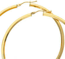 Cargar imagen en el visor de la galería, 18K YELLOW GOLD CIRCLE EARRINGS DIAMETER 50 MM WITH RHOMBUS TUBE, MADE IN ITALY.