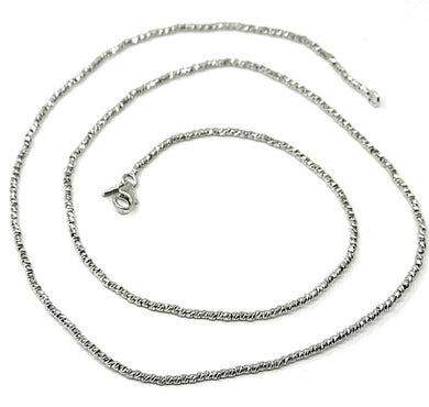18k white gold chain finely worked spheres 1.5 mm diamond cut balls, 16