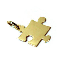 Cargar imagen en el visor de la galería, 18K YELLOW GOLD CHARM PENDANT, 20mm 0.8" PUZZLE PIECE, FLAT, MADE IN ITALY.