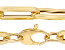 Charger l'image dans la galerie, 18K YELLOW GOLD LONG 31.5" 80cm CHAIN SQUARED OVAL PAPER CLIP 4x15mm ITALY MADE.
