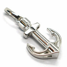 Cargar imagen en el visor de la galería, 18k white gold nautical anchor pendant with black spinel, red & white enamel.