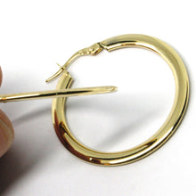 Cargar imagen en el visor de la galería, 18K YELLOW GOLD CIRCLE HOOPS 3x1mm, EARRINGS 30mm, DOUBLE FACE SMOOTH & SATIN.