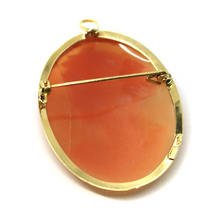 Load image into Gallery viewer, 18K YELLOW GOLD OVAL 30x38mm PENDANT WITH LADY FACE CAMEO, MADE IN ITALY.